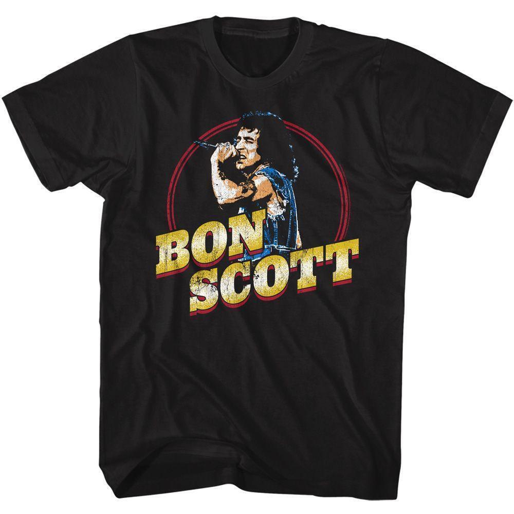 Bon Scott Acdc Gold Name Black Adult T Shirt